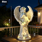 VEEKI Solar Angel Garden Statue Outdoor, Praying Angel Statues Solar Figurine Lights Outdoor Waterproof, Resin Angel Sculpture for Garden Yard Lawn Grave Cemetery Decor, Gift for Mom Grandma Women