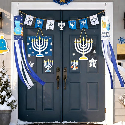 NOVWANG 2 Pack Hanukkah Wind Socks, 40 Inch Happy Hanukkah Windsock Outdoor Hanging Decoration for Garden Yard Porch Patio Home Holiday Decor