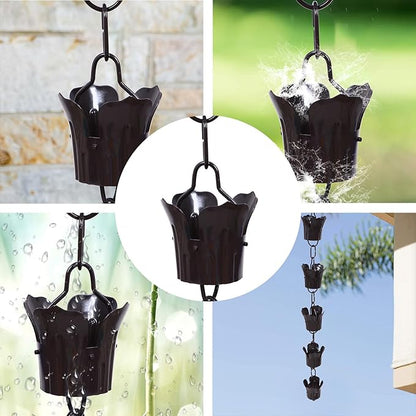 Milisten Copper Garden Rain Chain for Gutter Downspout 1m Winter Drainage Chain with Large Petal Design for Patio Décor and Gutter Water Control