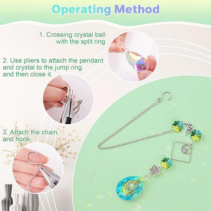 FACIACC 407 Pcs DIY Crystal Suncatcher, Sun Catchers Making Kits Craft with Hooks for Adults, Hanging Decorative with Chain Crystals Rainbow for Indoor Outdoor Garden Windows and Party Decor