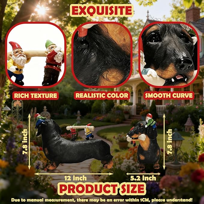 Sunthus Dachshund Garden Gnomes Statues Outdoor Funny Decorations Yard Weiner Decor
