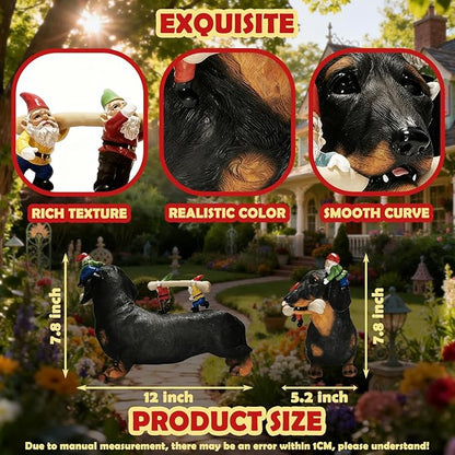 Sunthus Dachshund Garden Gnomes Statues Outdoor Funny Decorations Yard Weiner Decor