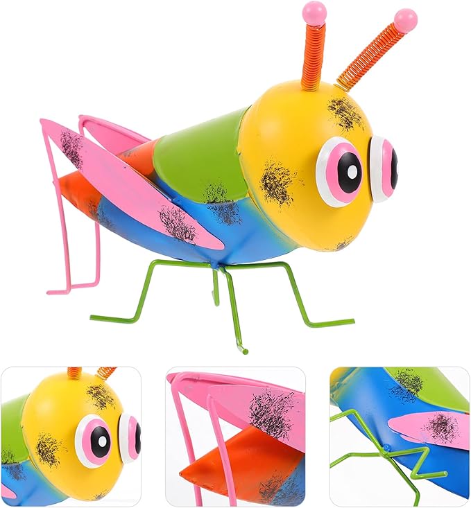 Outdoor Decor Metal Model Large Grasshopper Figurine Metal Garden Art Animals Figures Lawn Ornament Feng Shui Animal Statue for Outdoor Patio Decor Hanging Wall Decor Outdoor Statues