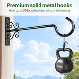 BOLITE Plant Hangers, 12 Inch Hanging Plant Brackets Outdoor or Indoor, Wall Hooks for Hanging Hummingbird Feeders, Bird Feeders, Planters, Lanterns, Wind Chimes, 2 Pack, Black, Gifts for Women Men