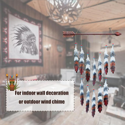 Metal Arrow & Feather Wall Art, Native American Indian Style Decor, Arrow Western Decor, Wind Chime Pendants, Thanksgiving Gift, American Indian Decoration