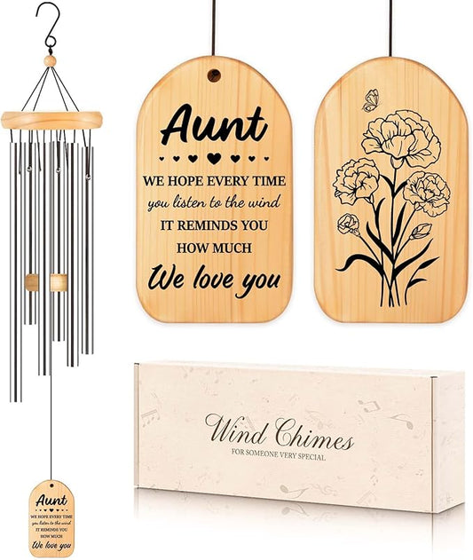 Gifts for Aunt, Aunt Wind Chimes, Auntie Gift Ideas, Birthday Gifts for Aunts from Niece Nephew, Best Mothers Day for Auntie, 25.5 Inch