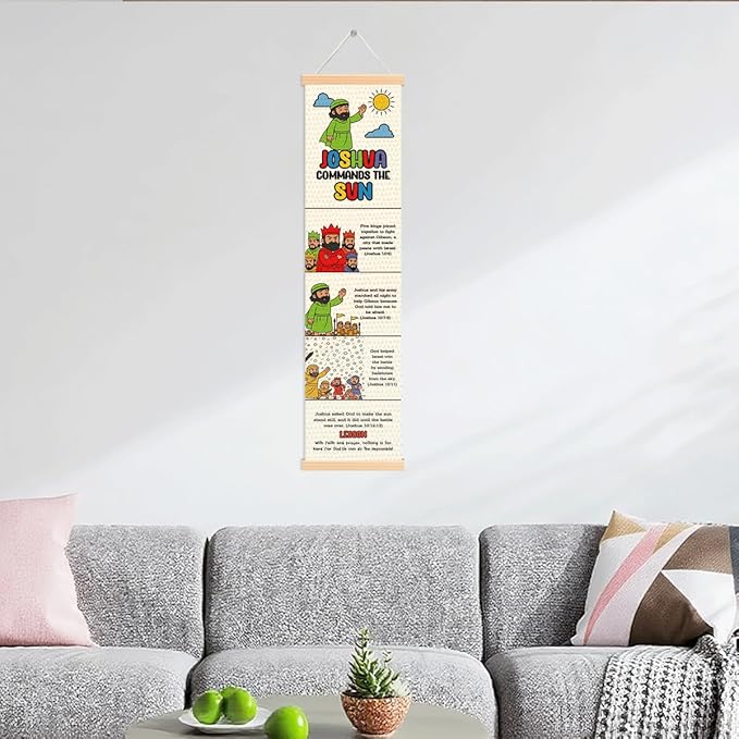 Joshua and the Sun stand still Banner, Church Banner, Christian Rustic Hanging Door Flag, Farmhouse Decorations Outdoor Indoor, Church Activity Decor, Bible Lesson, Scripture and Words Decorations