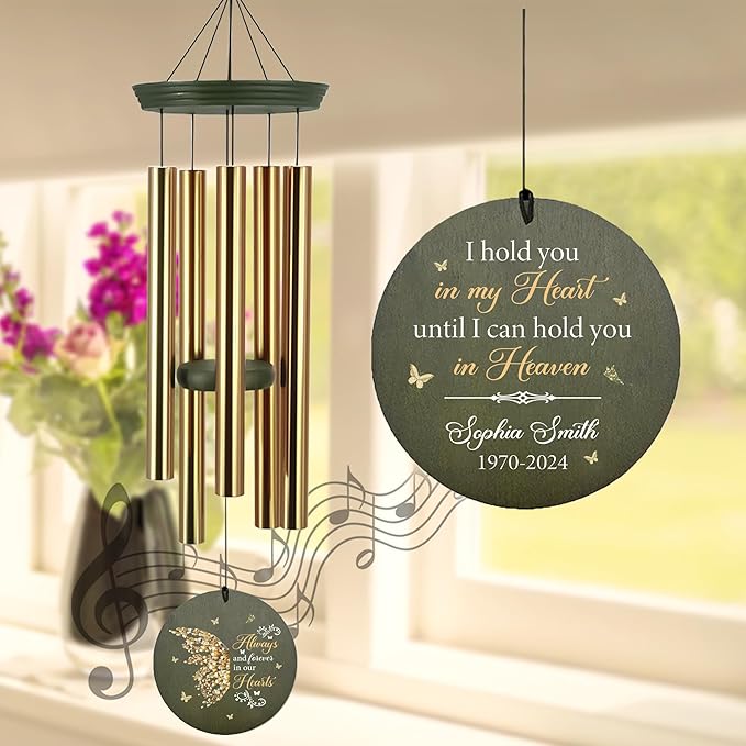 ASTARIN Memorial Butterfly 36" Wind Chimes, Personalized Name Sympathy Wind Chime, in Memory of Loss Mom Loved One, Large Deep Tone Bereavement Windchimes for Outdoors Clearance(Produced in USA)