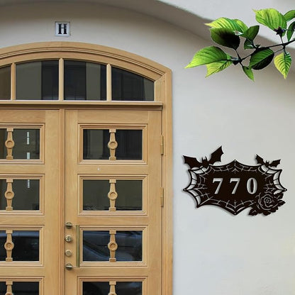 Personalized Gothic House Number metal Signs,Custom Address Number Metal Wall Art Decor,Black Plaques Outdoor wall Decorative Signage,Shed(8-30 Inches) (Spider B)