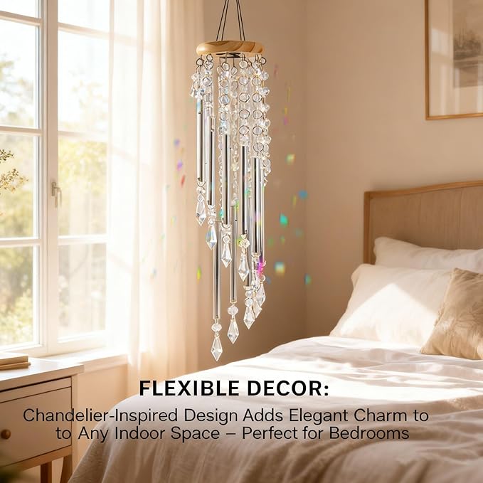 Crystal Wind Chimes - Glass Wind Chimes for Outside, Outdoor Crystal Suncatcher with Tuned Tubes, Reflective Windchimes Outdoors Unique, Hanging Prism Rainbow Maker Chandelier Home Decor (Snowflake#2)