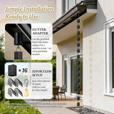 Rain Chains for Gutters Outside 8.5FT Black Rain Catcher Chain with Adapter 16 Cups Decorative Replacement for Downspout