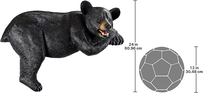 Design Toscano Lemont the Lovable Lounger Climbing Black Bear Roof Mount Outdoor Garden Statue, 34 Inch Long, Cast Stone Resin, Woodland Black Finish