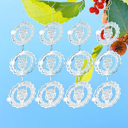 12PCS Bird Deterrents for Outside Patio, Stainless Steel Reflectors to Keep Birds Away, Woodpecker Deterrent for House，Bird Scare Devices to Keep Pigeons Away from Your Garden (owl)
