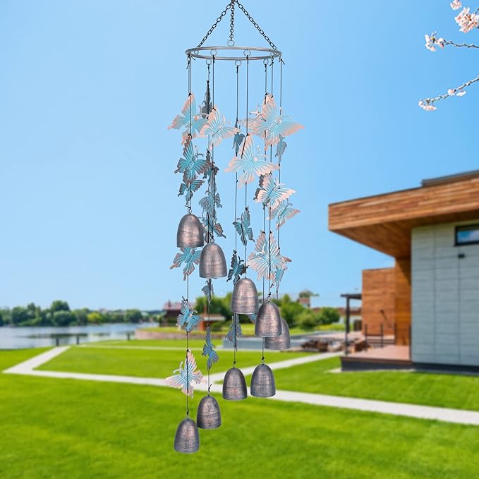 Taman Wind Chime - 30" Butterfly Metal Wind Chimes Valentine's Day Gift for Outside Memorial Sympathy Gift for Home, Outdoor, Yard, Patio,Garden Decor