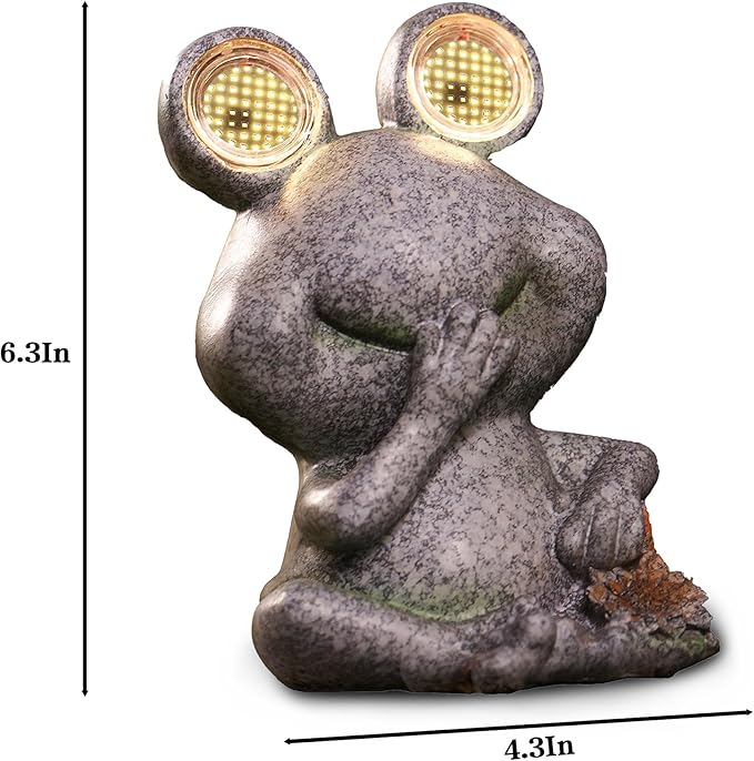 Frog Garden Statue Light Solar Light Figurine Outdoor Decor Fairy Garden Decorations Outside Art for Yard, Gardens Patio, Lawn Décor Unique Gift for Women (Frog)