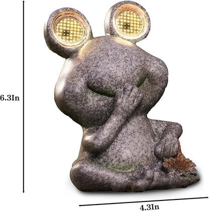 Frog Garden Statue Light Solar Light Figurine Outdoor Decor Fairy Garden Decorations Outside Art for Yard, Gardens Patio, Lawn Décor Unique Gift for Women (Frog)