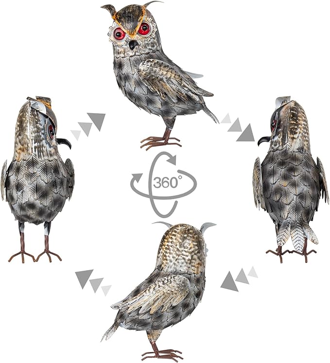 Metal Owl Outdoor Statue, Realistic Owl Garden Statue for Yard Home Lawn Patio Outdoor Decoration