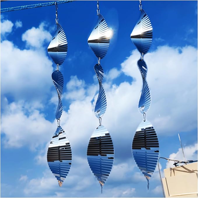 DJUAN Metal Bird Scare Discs Set-Highly Reflective Double-Sided Bird Reflectors,Extra Sparkly Wind Spinners Outdoor Garden Decor, Bird Devices Deterrent to Scare Birds Away from Yard Patio Farm