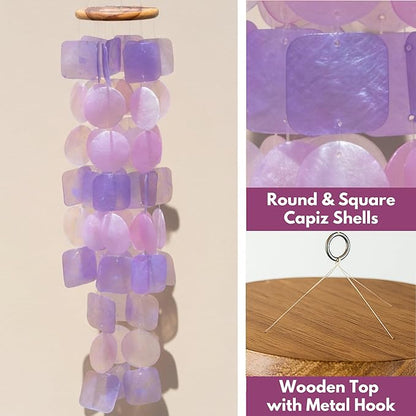 Solange & Frances Wind Chimes for Outside. Spring Decor Windchimes Outdoors Patio Decor. Unique Birthday Gifts for Women, Gift for Women Ideas (Purple & Pink)