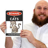 SmartSign Funny Beware Of Cats Warning Sign - 10"x7", 40 mil Laminated Rust-free Aluminum - Metal Signs for Entrances, Outdoors, Patio, Gifts, Cafe - Cats Theme, Made in USA