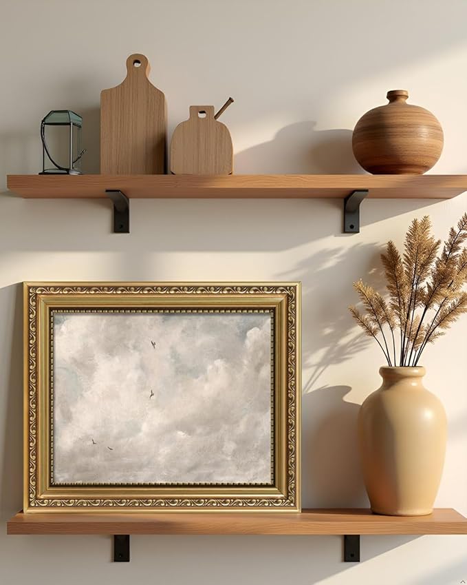 ARPEOTCY Vintage Gold Framed Wall Art, Classic Sky Clouds Study Paintings, 8x10 inch Small Aesthetic Canvas Prints Artwork with Frame, Victorian Wall Decor for Living Room Bathroom Bedroom Shelf