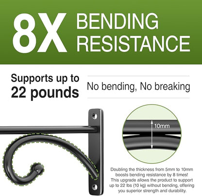 6" Plant Hanger Hooks Outdoor Indoor Planter Hooks, Wall Mounts for Hanging Plants, Baskets, Wind Chimes, Bird Feeders, Lanterns, Bird Houses (Black Metal, 2-Pack)