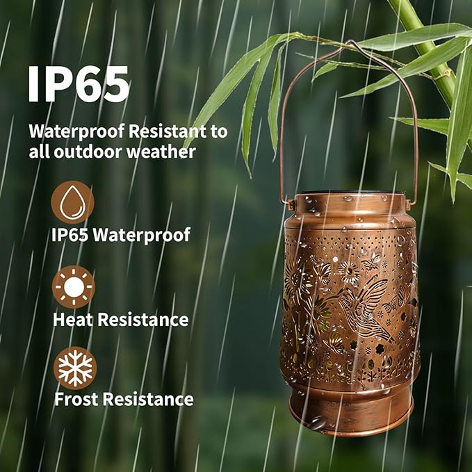 Hummingbird Solar Light Outdoor Waterproof Hanging, Hummingbird Garden Decoration Metal led Solar Light, Suitable for Garden Patio Lawn Path, Ladies mom Grandma Outdoor Lantern Decoration