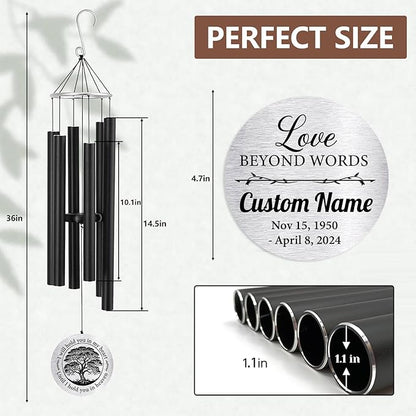 ASTARIN Personalized 30" Bereavement Wind Chimes for Outside, Memorial Gift in Remembrance of a Loved One, Sympathy Gift for Loss of Mother Father Husband, Garden Patio Decor