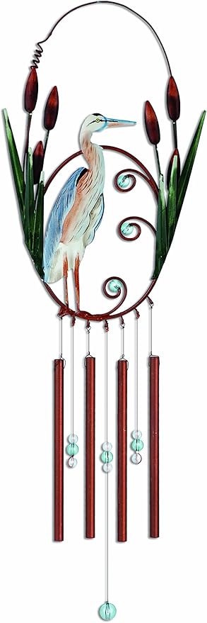 Sunset Vista Designs Kathy Hatch Seaside Blue Heron Wind Chime, 18"