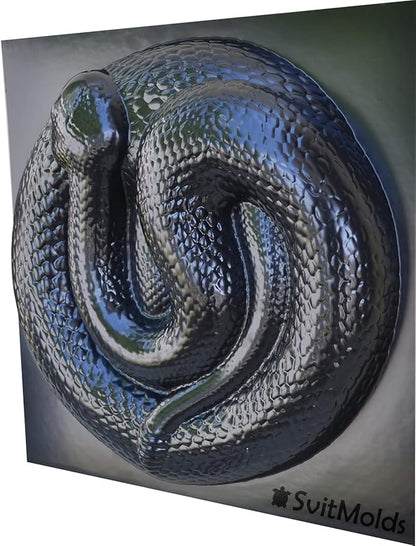 SvitMods Mold Snake DIY Statue for Garden Black ABC Plastic Concrete Cement Mould Rattlesnake Garden Decor Mold Croc for Garden Figure (D72-Small)