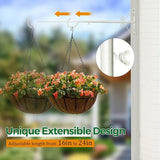 BOLITE 18023 Bird Feeder Hanger(16 to 24 Inch), Adjustable Hanging Plant Bracket, Plant Hangers for Hanging Bird Feeders, Planters, Lanterns, Wind Chimes, String Lights, 2 Pack, White