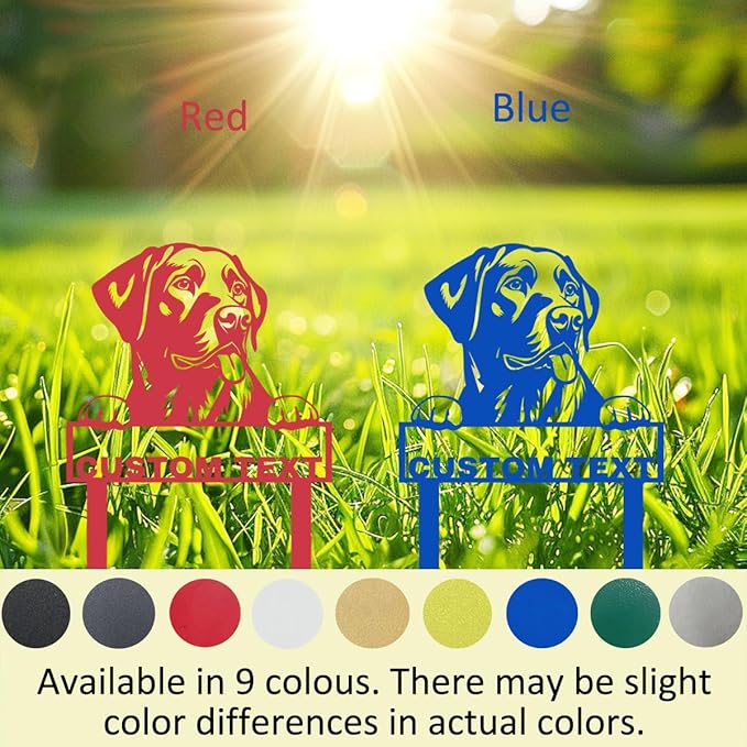 Custom Labrador Retriever Garden Stakes Sign, Personalized Metal Dog Statue Garden Sign for Outside, Personalized Dog House Decor Welcome Sign Patio Gardening Decor Stake Gifts for Dogs Mom