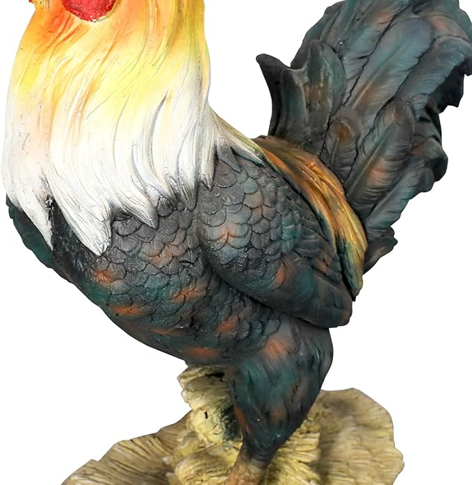 22.4" H Rooster Garden Statue – Garden Decor with Realistic Detail Chicken Sculpture, Standing Rooster Garden Ornament for Decor