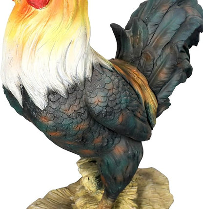 22.4" H Rooster Garden Statue – Garden Decor with Realistic Detail Chicken Sculpture, Standing Rooster Garden Ornament for Decor