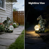 JOYBEE Dragon Solar Garden Statues Outdoor Decoration with Magic Orb,Dragon Figurine Solar LED Lights Lawn Décor,Outside Statue Ornament for Patio, Balcony, Yard,Unique Gifts for Mom Grandma