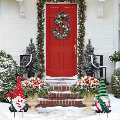 YEAHOME Outdoor Christmas Decorations, 2 Pack Gnomes Decorative Garden Stakes for Christmas Decor, Metal Yard Signs Xmas Decorations for Outside Garden Yard Lawn Porch Holiday Party