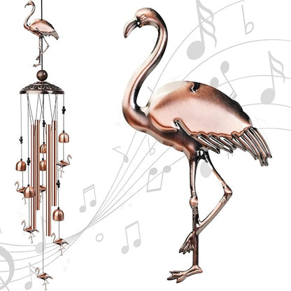 Flamingo Wind Chimes for Outside, Decorative Wind Chimes Flamingo Gifts for Women, Memorial Windchimes Outdoors with S Hook for Patio Garden Decor, Birthday Gifts for Mom Grandma