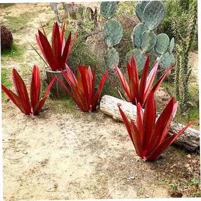 Tequila Rustic Sculpture,Rustic Hand Painted Metal Agave Plant,DIY Metal Plant Garden Yard Sculpture, Dark Red Tequila Rustic Sculpture Metal Agave Plant Iron Art Agave Sculpture Statue
