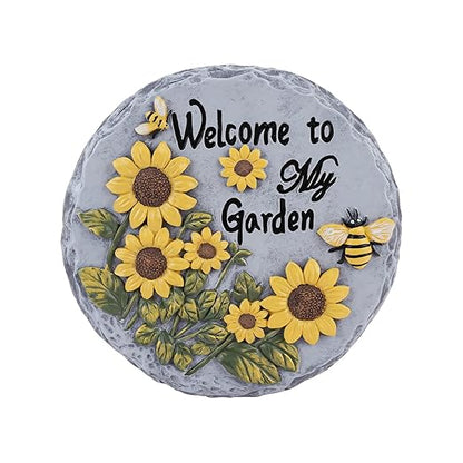 Sunflower Bees Stepping Stone for Garden, Decorative Garden Stone for Yard, Patio, Garden or Walkway - Outdoor or Indoor Home Decoration(Animals)