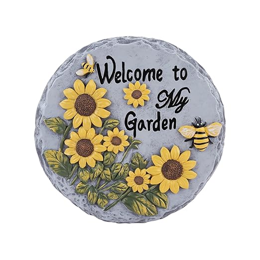 Sunflower Bees Stepping Stone for Garden, Decorative Garden Stone for Yard, Patio, Garden or Walkway - Outdoor or Indoor Home Decoration(Animals)