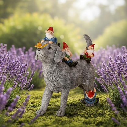 Chunful Dog and Gnome Garden Statues for Outside Decor with Butterfly Funny Yard Decorations Home Indoor Outdoor Patio Lawn Ornaments Housewarming Birthdays Gifts for Women Mom Grandma, 10.62 Inch