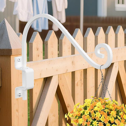 2 Pack 15" Swivel Plant Hangers Outdoor Wall Mount – Heavy Duty Metal Hanging Plant Bracket with 180° Rotation for Bird Feeder, Flower Basket, Lantern, Wind Chimes, Patio Garden Porch Decor (White)
