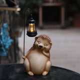 Solar Garden Statue, Cute Resin Animal Figurine with Solar Lantern Outdoor Decor for Patio Lawn Yard Pathway, Unique Housewarming Birthday Gift for Mom and Grandma (Hedgehog)