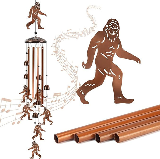 Large Wind Chimes for Outside, Bigfoot Sasquatch Metal Wind Chime with 4 Aluminum Tubes, Deep Tone Outdoor Windchime for Patio Garden Yard, Unique Gift for Men Women