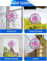Stainless Steel Wind Spinner for Yard Garden Decoration, Flower Pattern Round Wind Sculpture Spinner 3D Crafts Hanging Ornaments for Indoor Outdoor, 8 Inch