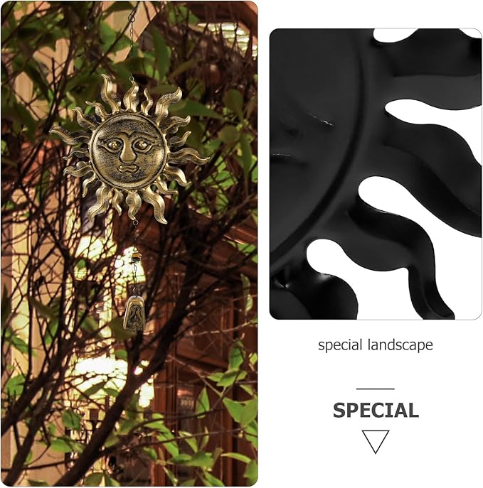 Gadpiparty Metal Wind Chime Outdoor Patio Bell Pendant Retro Iron Wind Chime Garden Hanging Decor with Blessing Design