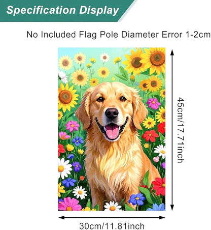 BlissYard Spring Garden Flag 12x18 Inch Double Sided Cute Golden Retriever Seasonal Welcome Small Flags For Outside Outdoor Decor Yard Farmhouse Holiday Spring Summer Decorations Yard Flags