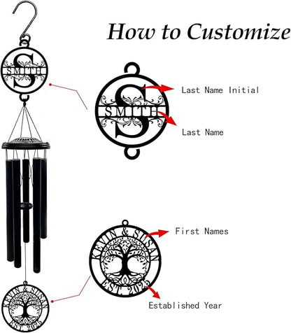 Personalized Wind Chimes, Custom Wind Chimes for Wedding Gifts, Memorial Gifts, Anniversary Gifts, Gifts for Husband, Wife, Dad, Mom