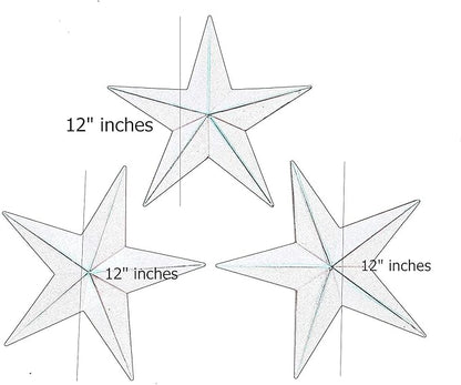 Bellaa 23547 Western Metal Stars Wall Decoration Black Texas Barn Farmhouse Ranch Cottage Lodge Outdoor Home Decor 12 Inch Each Set of 3