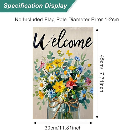 BlissYard Spring Garden Flag Double Sided 12x18 Inch Flowers Glass Barrel Seasonal Welcome Small Flags For Outside Outdoor Decor Yard Farmhouse Holiday Spring Summer Decorations Yard Flags